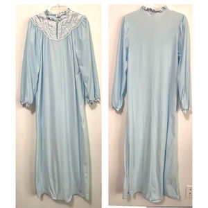 Vintage Ilise Stevens Nightgown Blue Small? Nylon Maxi Length Cottage Grandma
